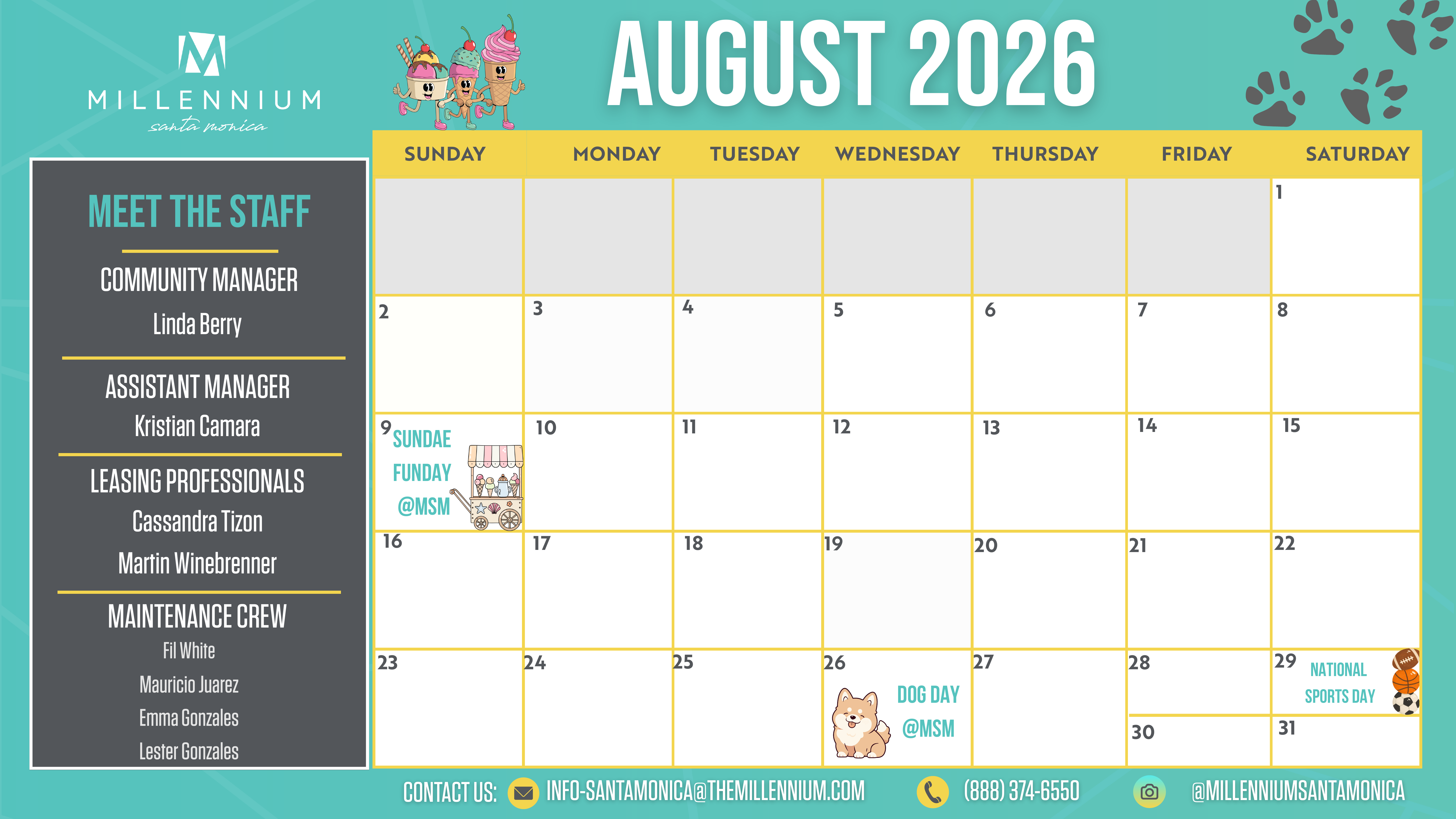 Millennium Santa Monica August Events