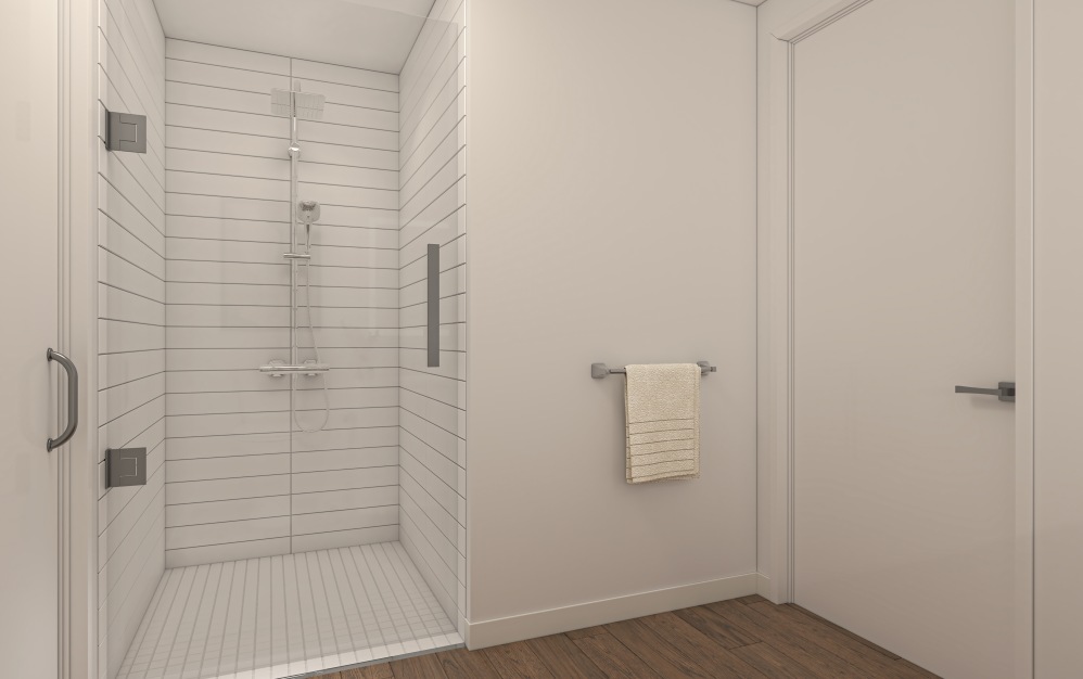 A3 - Studio floorplan layout with 1 bathroom and 551 square feet (Bathroom, 3D)
