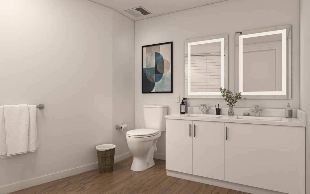 B3 - 1 bedroom floorplan layout with 1 bathroom and 723 square feet (Bathroom, 3D)