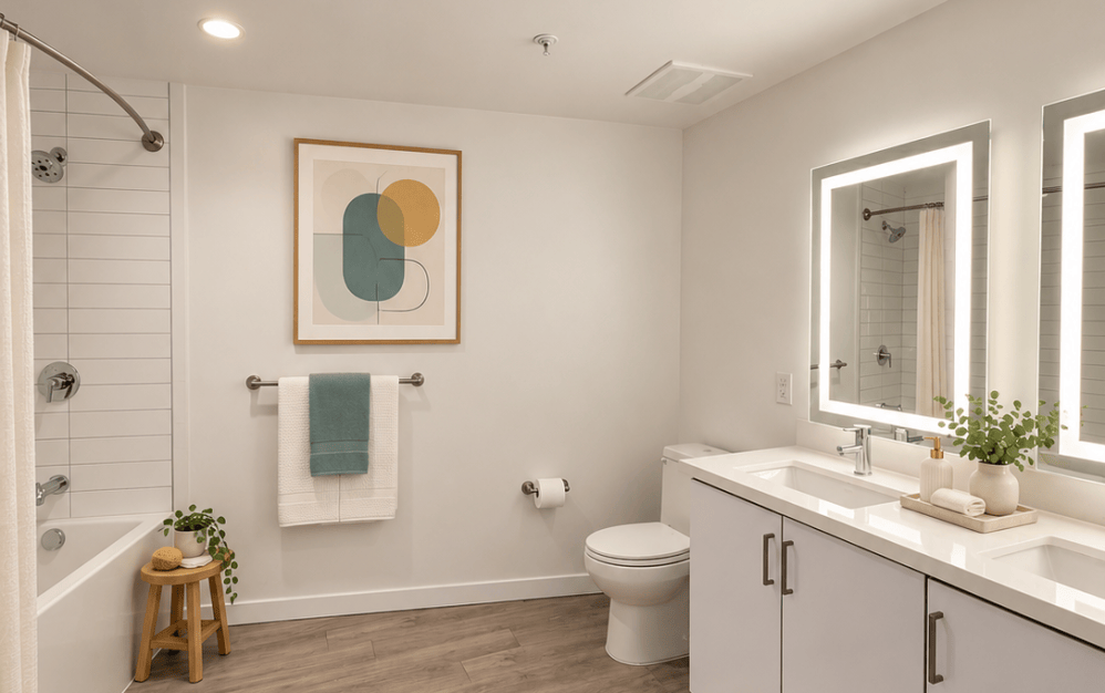 B3 - 1 bedroom floorplan layout with 1 bathroom and 723 square feet (Bathroom )