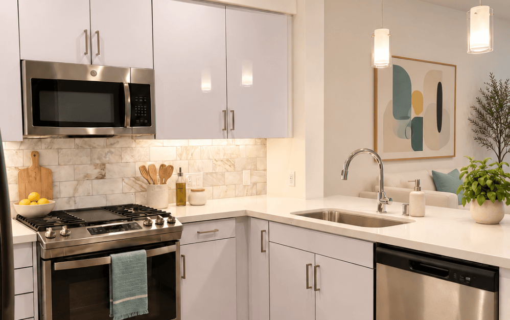 B3 - 1 bedroom floorplan layout with 1 bathroom and 723 square feet (Kitchen )