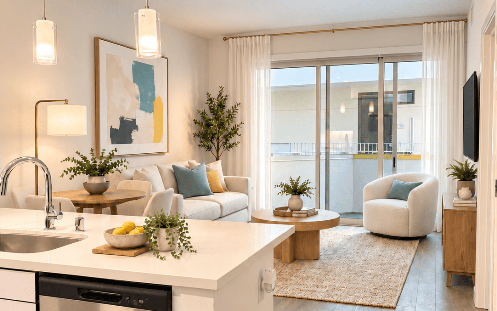 B3 - 1 bedroom floorplan layout with 1 bathroom and 723 square feet (Living Area 1 )