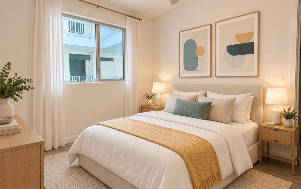 B3 - 1 bedroom floorplan layout with 1 bathroom and 723 square feet (Bedroom)